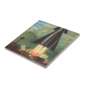 ヴィンテージSFロケットが地球を爆破 タイル (側面)