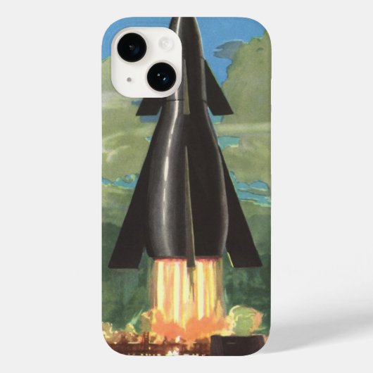 ヴィンテージSFロケットが地球を爆破 Case-Mate iPhoneケース (裏面)