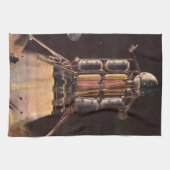 ヴィンテージSFロケットが惑星を爆破 キッチンタオル (横)