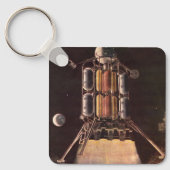 ヴィンテージSFロケットが惑星を爆破 キーホルダー (正面)
