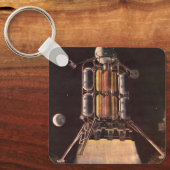 ヴィンテージSFロケットが惑星を爆破 キーホルダー (正面)