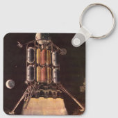 ヴィンテージSFロケットが惑星を爆破 キーホルダー (裏面)