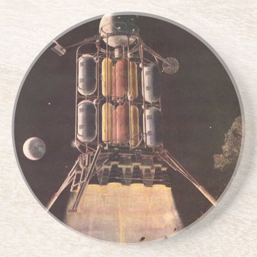 ヴィンテージSFロケットが惑星を爆破 コースター (正面)