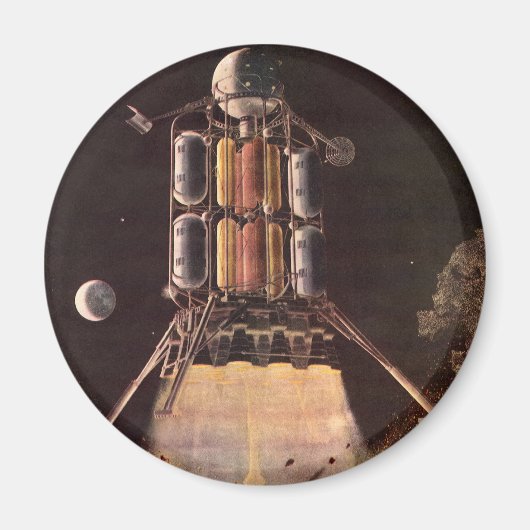 ヴィンテージSFロケットが惑星を爆破 マグネット (正面)