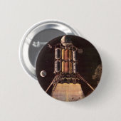 ヴィンテージSFロケットが惑星を爆破 缶バッジ (正面&裏面)