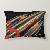 ヴィンテージSFロケット船(宇宙スター) アクセントクッション (正面)