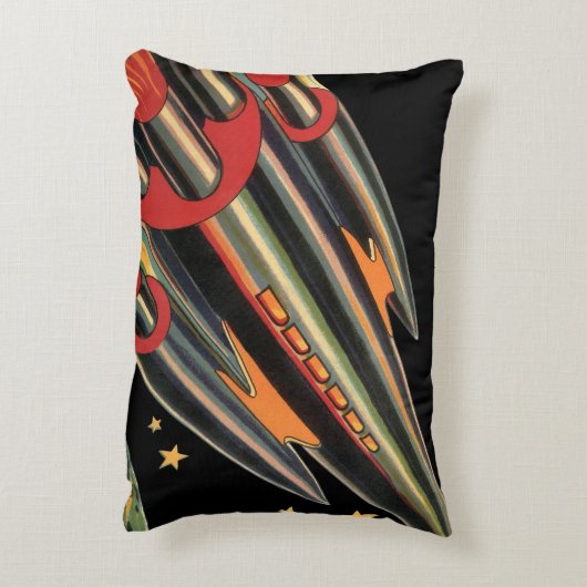 ヴィンテージSFロケット船(宇宙スター) アクセントクッション (裏面(縦))