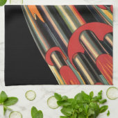 ヴィンテージSFロケット船(宇宙スター) キッチンタオル (折り畳み)