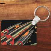 ヴィンテージSFロケット船(宇宙スター) キーホルダー (正面)