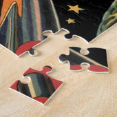 ヴィンテージSFロケット船(宇宙スター) ジグソーパズル (側面)