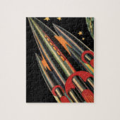 ヴィンテージSFロケット船(宇宙スター) ジグソーパズル (縦)