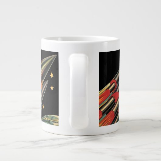 ヴィンテージSFロケット船(宇宙スター) ジャンボコーヒーマグカップ (裏面)