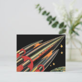 ヴィンテージSFロケット船(宇宙スター) ポストカード (スタンド正面)
