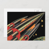 ヴィンテージSFロケット船(宇宙スター) ポストカード (正面/裏面)