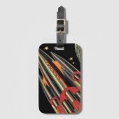 ヴィンテージSFロケット船(宇宙スター) ラゲッジタグ (正面縦)