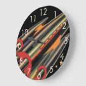 ヴィンテージSFロケット船(宇宙スター) ラージ壁時計 (傾斜)