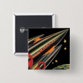 ヴィンテージSFロケット船(宇宙スター) 缶バッジ (正面&裏面)