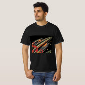 ヴィンテージSFロケット船(宇宙スター) Tシャツ (正面フル)