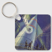 ヴィンテージSFロケット飛行士 キーホルダー (正面)