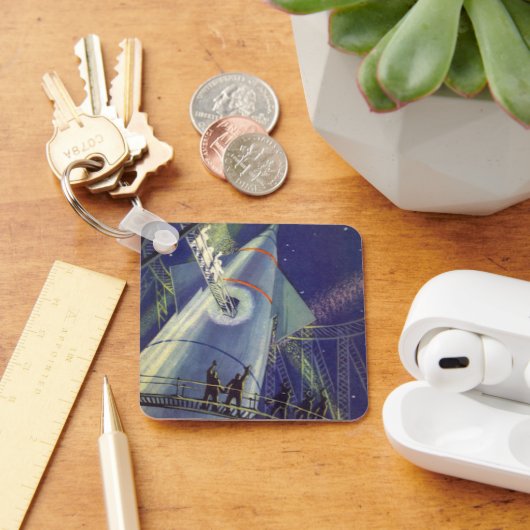 ヴィンテージSFロケット飛行士 キーホルダー (デスク)