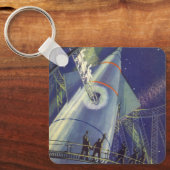 ヴィンテージSFロケット飛行士 キーホルダー (正面)