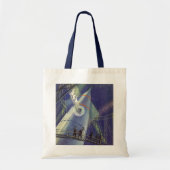 ヴィンテージSFロケット飛行士 トートバッグ (正面)