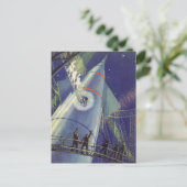 ヴィンテージSFロケット飛行士 ポストカード (スタンド正面)