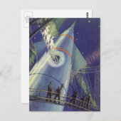 ヴィンテージSFロケット飛行士 ポストカード (正面/裏面)