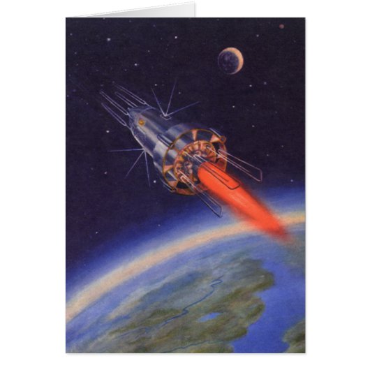 ヴィンテージSFロケット、地球宇宙 (正面)