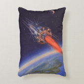 ヴィンテージSFロケット、地球宇宙 アクセントクッション (正面(垂直))