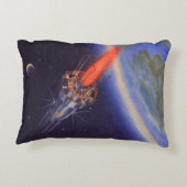 ヴィンテージSFロケット、地球宇宙 アクセントクッション (裏面)
