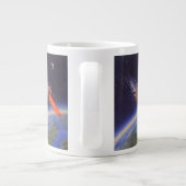 ヴィンテージSFロケット、地球宇宙 ジャンボコーヒーマグカップ (裏面)