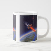 ヴィンテージSFロケット、地球宇宙 ジャンボコーヒーマグカップ (右)