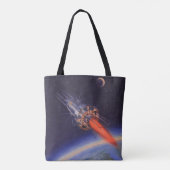 ヴィンテージSFロケット、地球宇宙 トートバッグ (裏面)