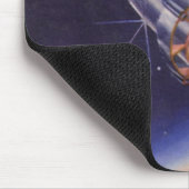 ヴィンテージSFロケット、地球宇宙 マウスパッド (コーナー)