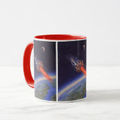 ヴィンテージSFロケット、地球宇宙 マグカップ (正面左)