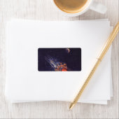 ヴィンテージSFロケット、地球宇宙 ラベル (インサイチュ)