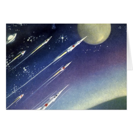 ヴィンテージSFロケット、惑星による宇宙 (正面横)