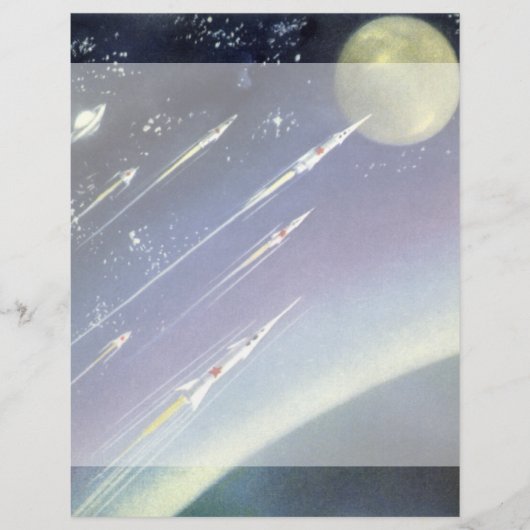 ヴィンテージSFロケット、惑星による宇宙 (正面)