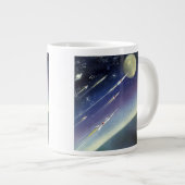 ヴィンテージSFロケット、惑星による宇宙 ジャンボコーヒーマグカップ (正面右)