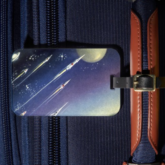 ヴィンテージSFロケット、惑星による宇宙 ラゲッジタグ (正面インサイチュ4)