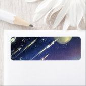 ヴィンテージSFロケット、惑星による宇宙 ラベル (インサイチュ)