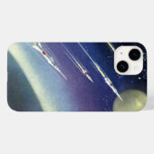 ヴィンテージSFロケット、惑星による宇宙 Case-Mate iPhoneケース (裏面 (横))