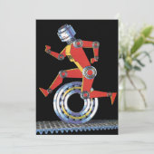 ヴィンテージSFロボットランニングロボットとホイール (スタンド正面)