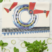 ヴィンテージSFロボットランニングロボットとホイール キッチンタオル (折り畳み)