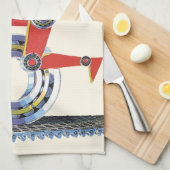 ヴィンテージSFロボットランニングロボットとホイール キッチンタオル (四つ折り)