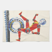 ヴィンテージSFロボットランニングロボットとホイール キッチンタオル (横)