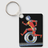 ヴィンテージSFロボットランニングロボットとホイール キーホルダー (正面)