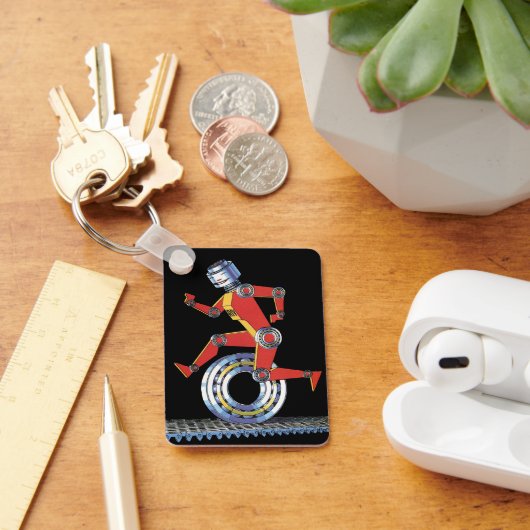 ヴィンテージSFロボットランニングロボットとホイール キーホルダー (デスク)