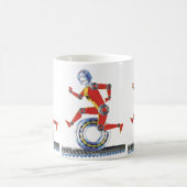 ヴィンテージSFロボットランニングロボットとホイール コーヒーマグカップ (中央)